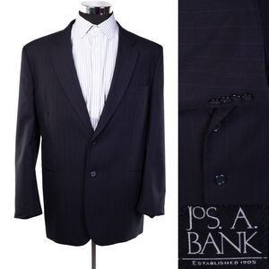 Jos A Bank 2 Button Blue Striped 100% Wool Sport Coat Jacket Blazer Sz 46r